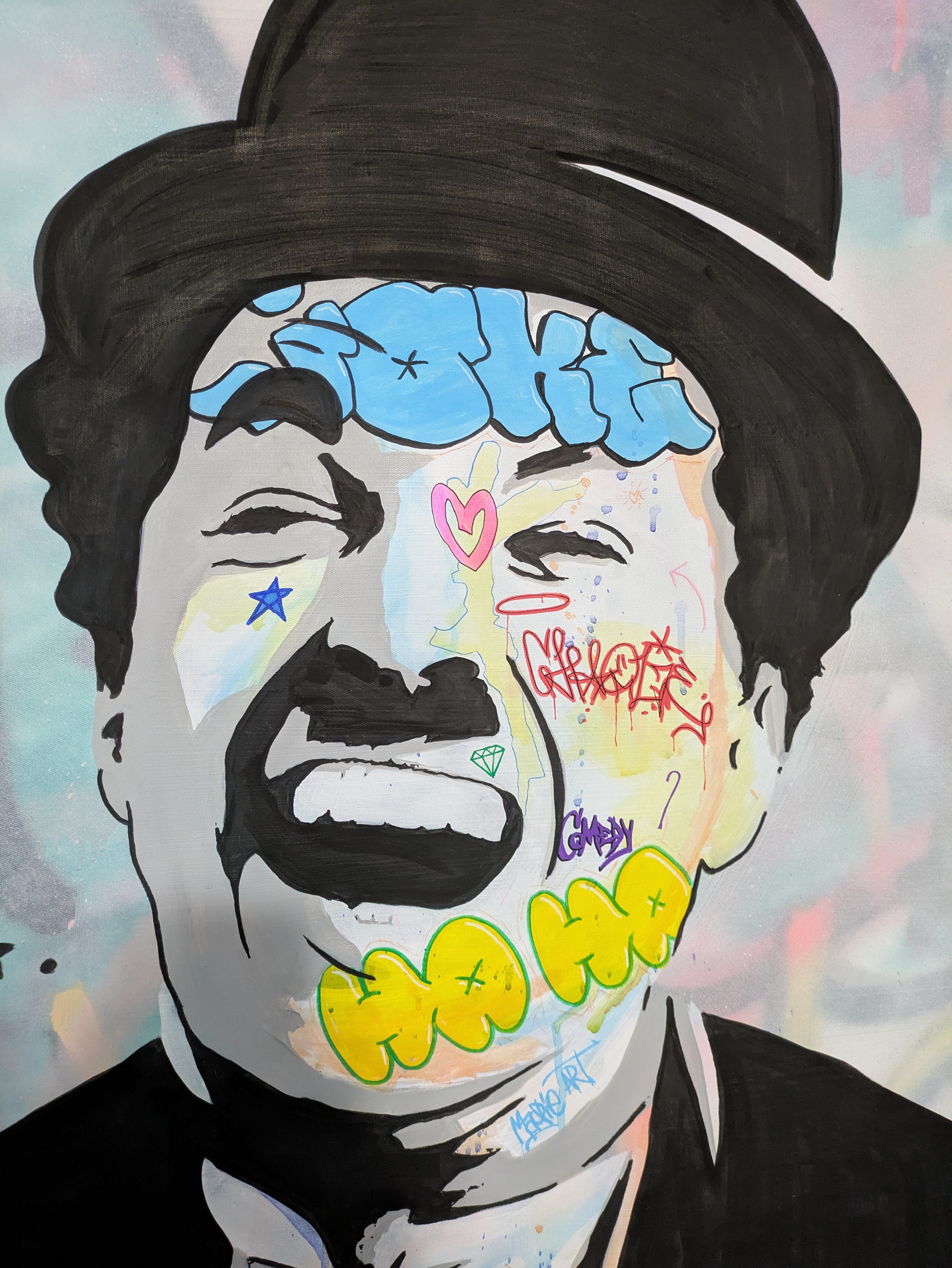 Magpie art street Charlie chaplin