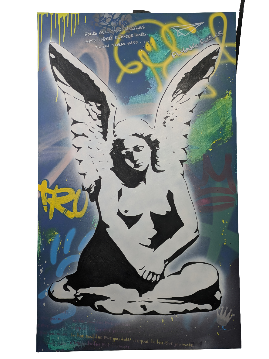 Magpie street art angel