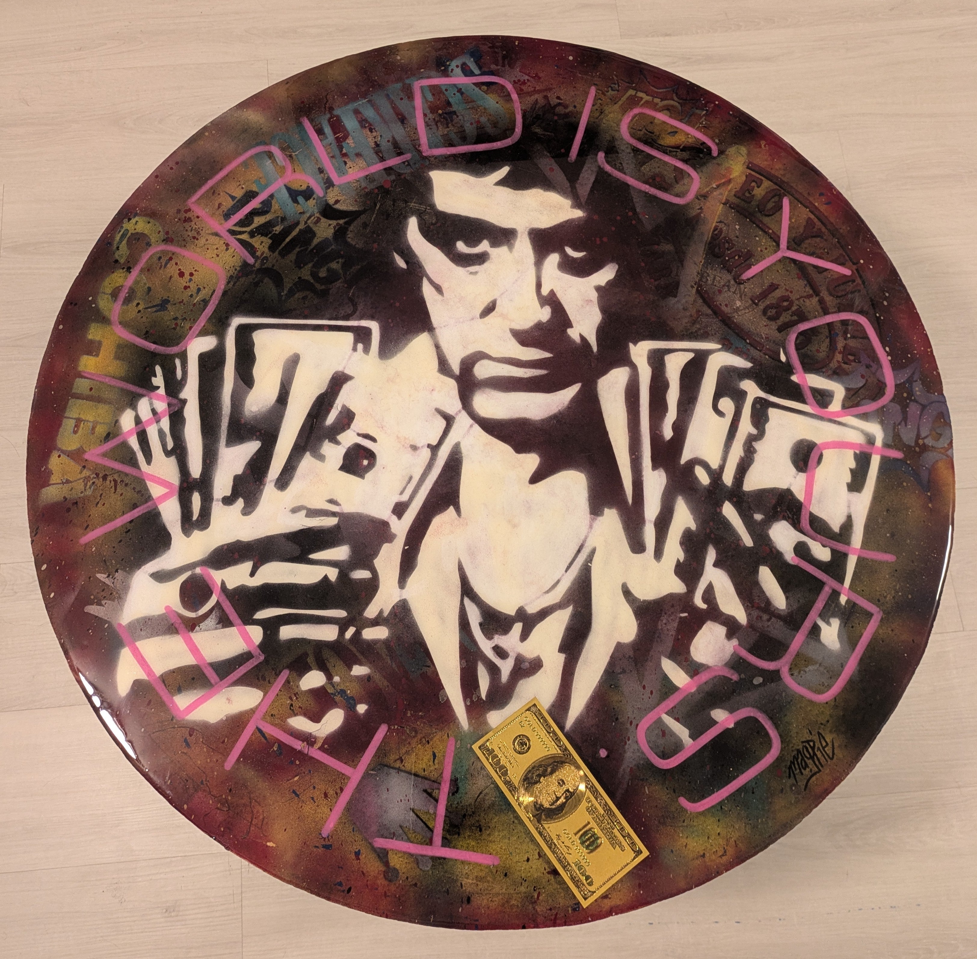 Original on table - The world is yours cigar/coffee/party table