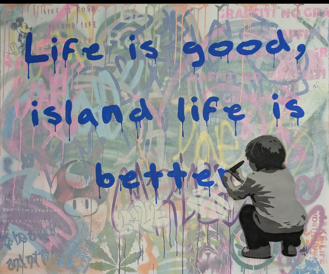 Island life is better magpie street art