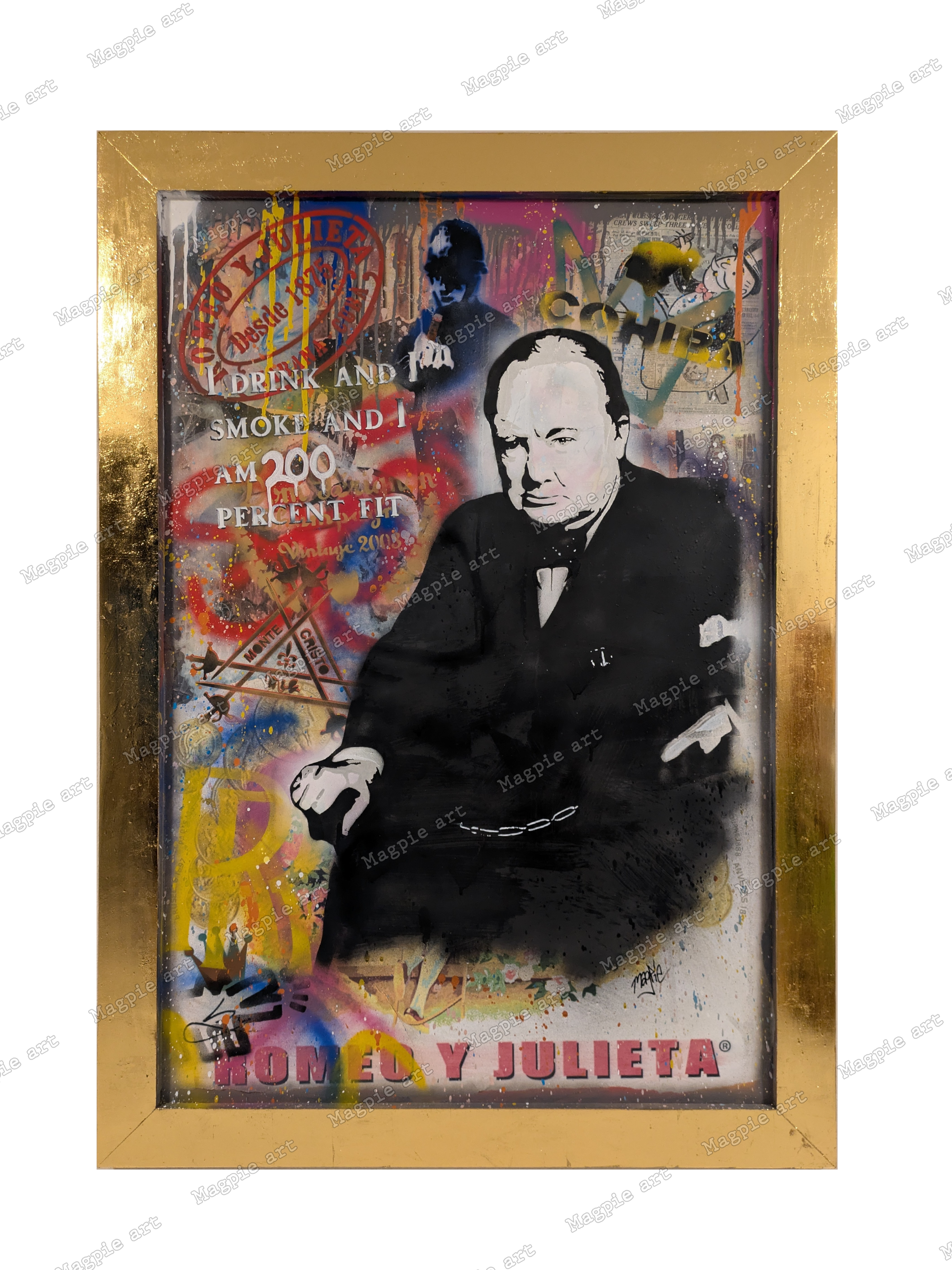 Churchill cigar magpie street art