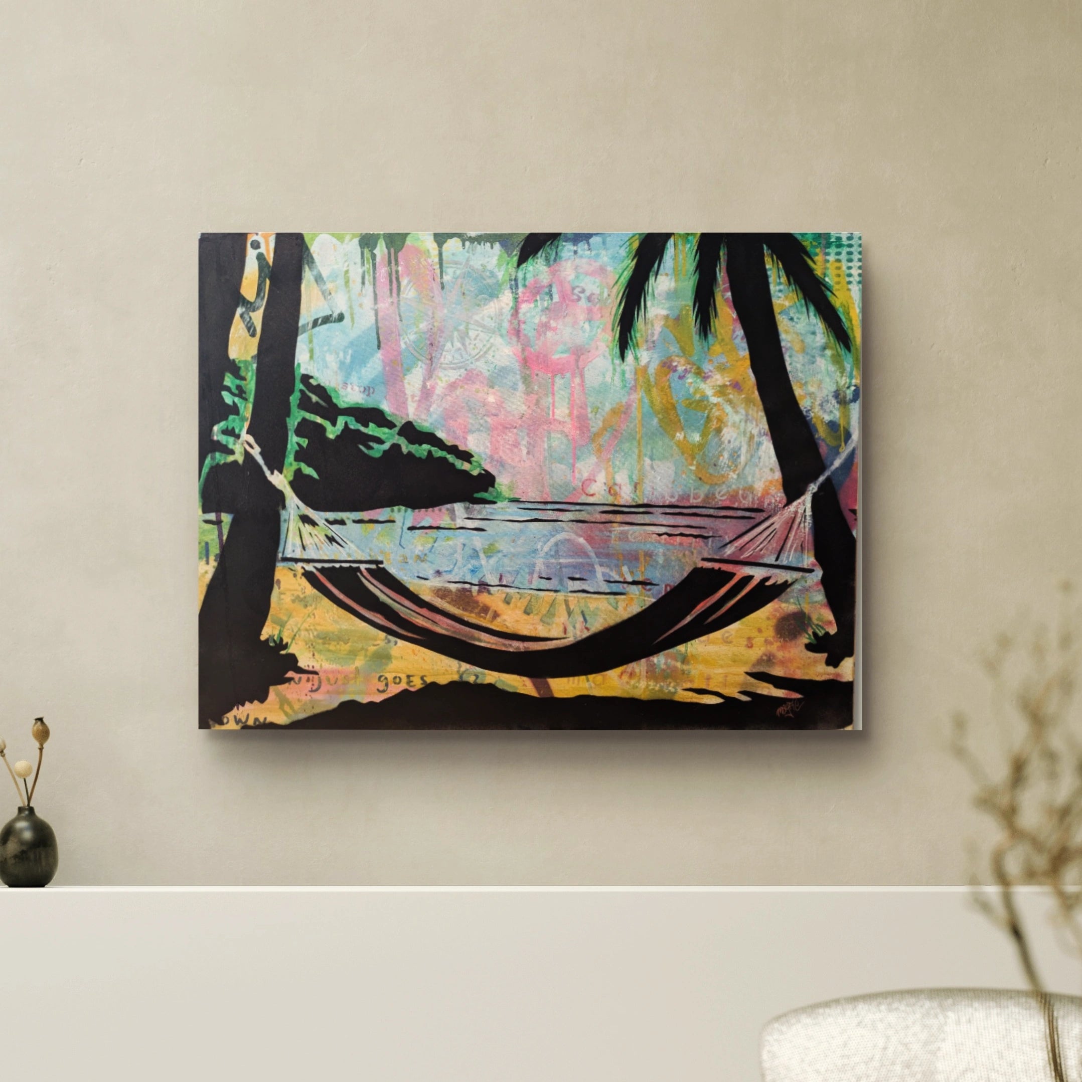 Magpie Art hammock palm trees 